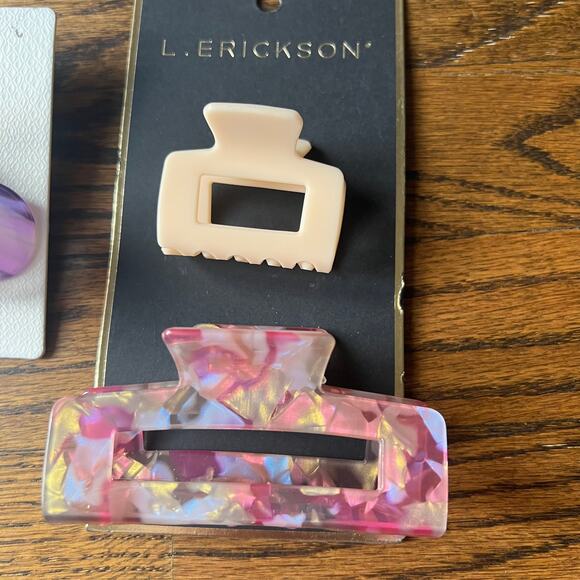 New Bundle of Three Natasha and L. Erickson Multicolored Hair Claw Clips - Picture 4 of 5